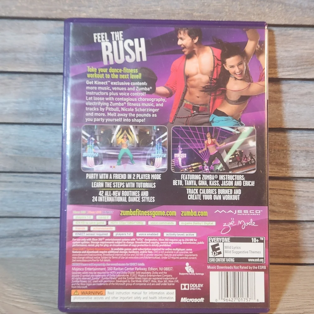 🔥 Zumba Fitness Rush Xbox 360 exercise video game Kinect